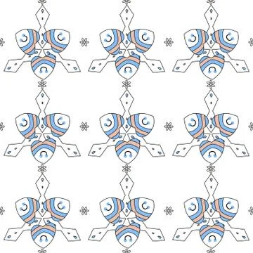 Seamless pattern in blue, orange and white Illustrazione stock