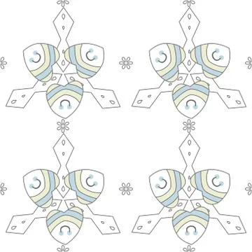 Seamless pattern in blue, orange and white Stock Illustration