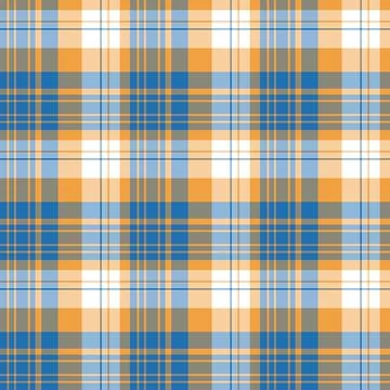 Seamless pattern in blue, orange and white colors for plaid, fabric, textile, Illustrazione stock