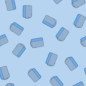 Seamless pattern Blue organizational packing cube for travel luggage Stock Illustration