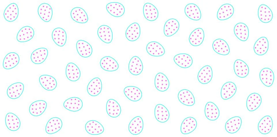 Seamless pattern with blue outlined pink polka dot Easter eggs Stock Illustration