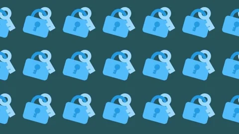 Seamless pattern of blue padlocks and keys for cyber security concept Stock Footage 333589820