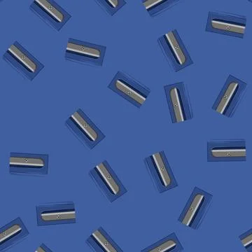 Seamless pattern blue pencil sharpen cartoon vector Illustration