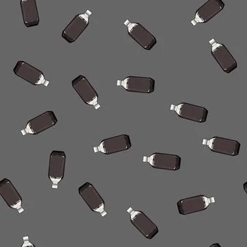 Seamless pattern blue plastic bottle soda cartoon vector Stock Illustration