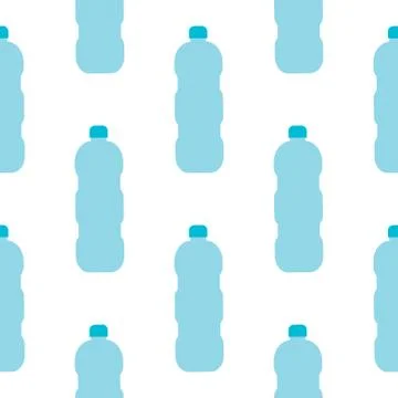 Seamless pattern with blue plastic bottles on white background. Illustrazione stock