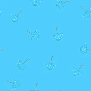 Seamless pattern blue polka dot umbrella representing protection and style Illustration