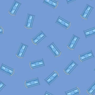 Seamless pattern Blue portable toilet providing temporary outdoor sanitation イラスト素材