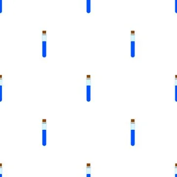 Seamless pattern with blue potion icons. Cartoon magic healing elixir flask.  Stock Illustration