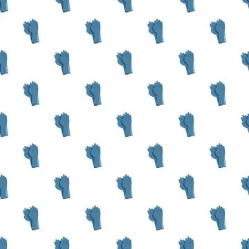 Seamless pattern with blue protective rubber gloves Stock Illustration