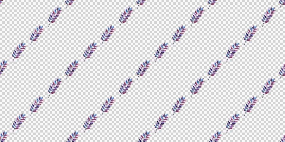 Seamless pattern of blue purple turquoise leaves, hand drawn watercolor elements イラスト素材