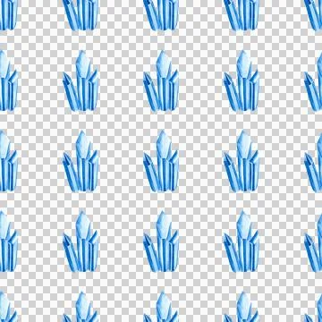 Seamless pattern of blue quartz watercolor on white background. hand drawn Ilustração Stock