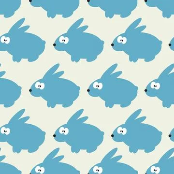 Seamless pattern with blue rabbit on grey background. Seamless pattern wit... Stock Photos