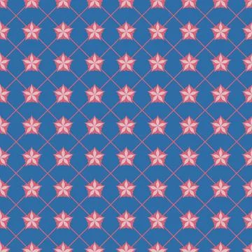 Seamless pattern blue red star night sky, simple flat background Stock Illustration