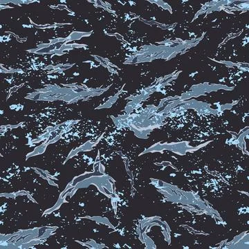 Seamless pattern blue reed camouflage grunge Stock Illustration