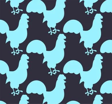 Seamless pattern with blue rooster Stock-Illustration