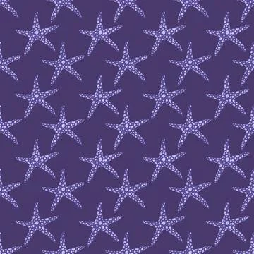 Seamless pattern of blue seastar. Vector coralline reef ocean animals underwater Stock Illustration