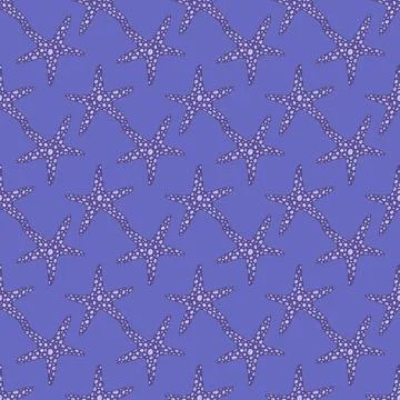 Seamless pattern of blue seastar. Vector coralline reef ocean animals underwater Stock Illustration