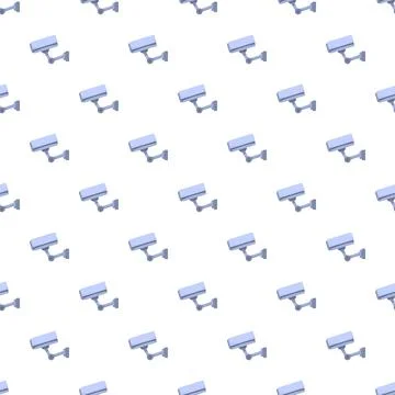 Seamless pattern of blue security surveillance cameras Illustrazione stock