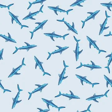 Seamless pattern Blue on shark light gray background. Blue textured of marine Illustrazione stock