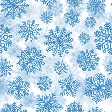 Seamless pattern with blue shiny snowflakes. Christmas decoration of sequin c Foto stock