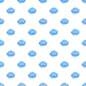 Seamless pattern with blue sleeping clouds and zzz symbols Stock Illustration