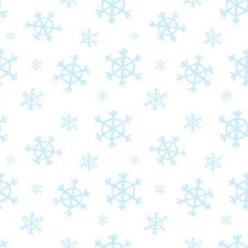 Seamless pattern with blue snowflakes and snow Stock Illustration
