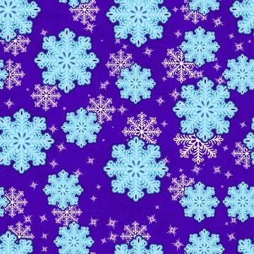 Seamless pattern of blue snowflakes Stock Illustration