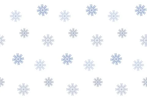 A seamless pattern of blue snowflakes on a white background. Winter design Stock Illustration