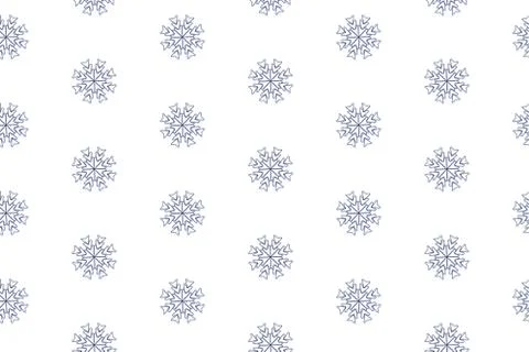 A seamless pattern of blue snowflakes on a white background. Stock Illustration