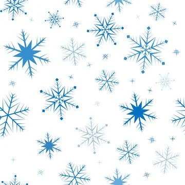 Seamless pattern with blue snowflakes on a white background. Use for decora.. Stock Illustration