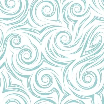 Seamless pattern of blue spirals of corners and smooth patterned lines isolated Stock Illustration