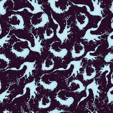 Seamless pattern with blue splashes and splashes of water on a dark purple .. Illustrazione stock