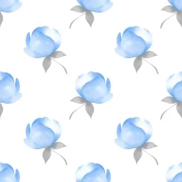 Seamless pattern with blue spring flowers Stock Illustration