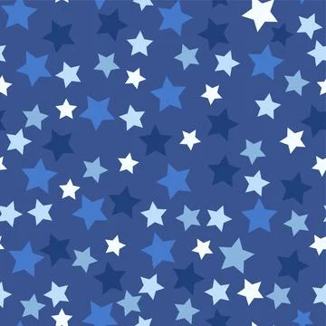 Seamless pattern with blue stars on dark. Night sky with stars, the space. 스톡 일러스트