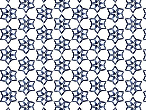 Seamless pattern with blue stars white background Stock Illustration