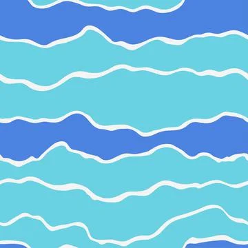 Seamless pattern blue striped with wavy lines. Geometric lines background org Stock Illustration