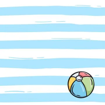 Seamless pattern with blue stripes and baby ball Stock Illustration