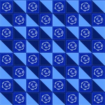 Seamless pattern with blue triangles and white moon Stock-Illustration