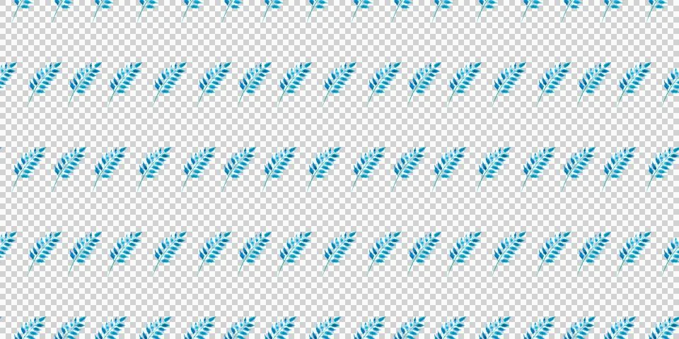 Seamless pattern of blue turquoise leaves, hand drawn watercolor elements イラスト素材