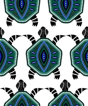 Seamless pattern of blue turtles Stock Illustration