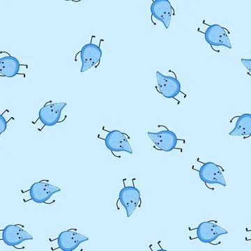 Seamless pattern blue water drop character cartoon vector Stock Illustration