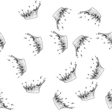 Seamless pattern blue water splash sketch hand drawn Illustrazione stock