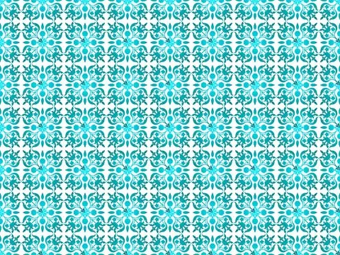 Seamless Pattern Blue White Floral Geometric Star Motif Abstract Design Stock Illustration