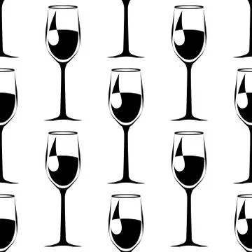 Seamless pattern with blue wineglass with wine. vector Stock Illustration