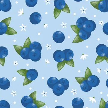 Seamless pattern of blueberries on a blue background Stockillustratie