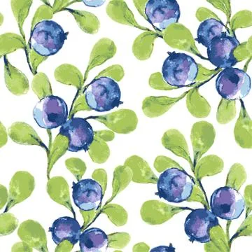 Seamless pattern with blueberries Stock Illustration