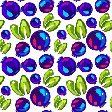 Seamless pattern of blueberries Stock Illustration