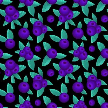 Seamless pattern with blueberries Stock Illustration