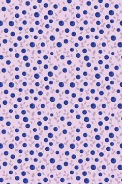 Seamless pattern of blueberries, violet leaves on light lilac background Stock Illustration
