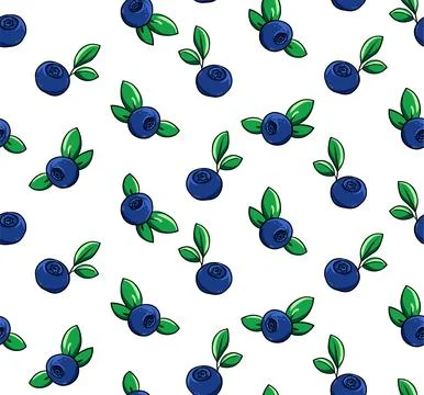 Seamless pattern with blueberries on a white background. Vector illustration. Illustrazione stock